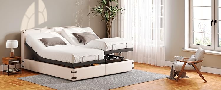 Koorlian Adjustable Bed Frame Twin XL, Adjustable Bed Base with Remote, Head and Foot Incline, USB Charging, Underbed Lighting, Electric Adjustable Beds with 12 inch Legs